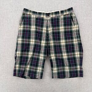 VTG Y2K Polo Ralph Lauren Tartan Plaid Chino Shorts Mens 32 Green Ivy Prep